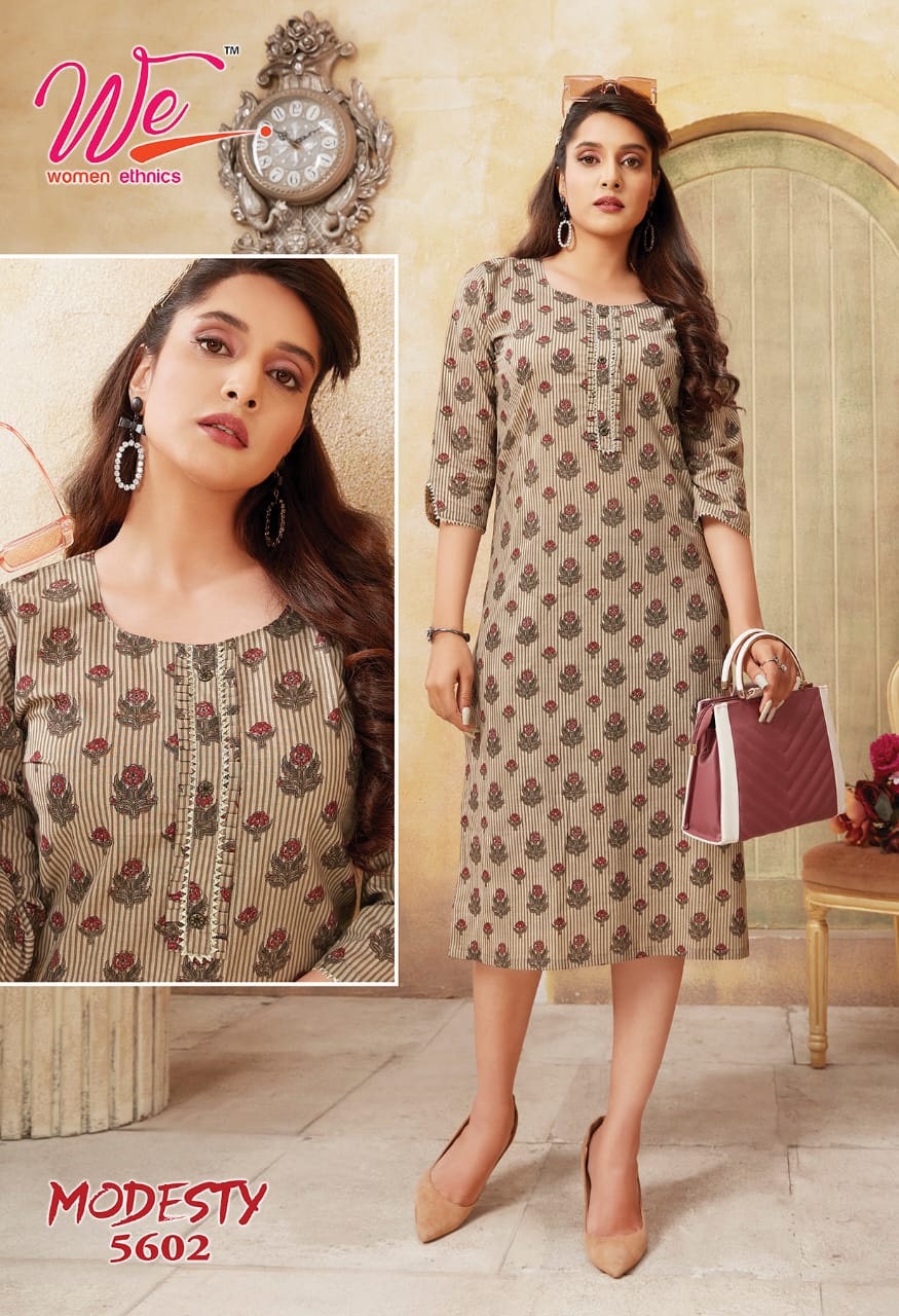 We Modesty Fancy Ethnic Wear Pure Cotton Printed Designer Kurti Collection
